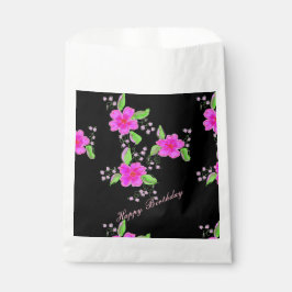 Bolsa de cocina de papel rosa brillante con flores