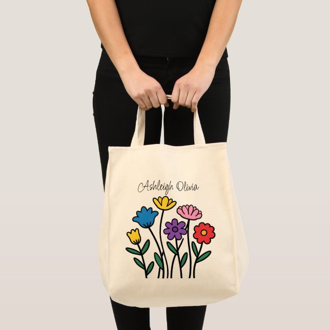 Bolsa de comestibles de arte infantil de flores si (Anverso (producto))