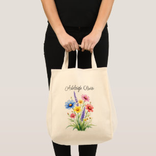 Bolsa de comestibles de estilo acuarela de flores 