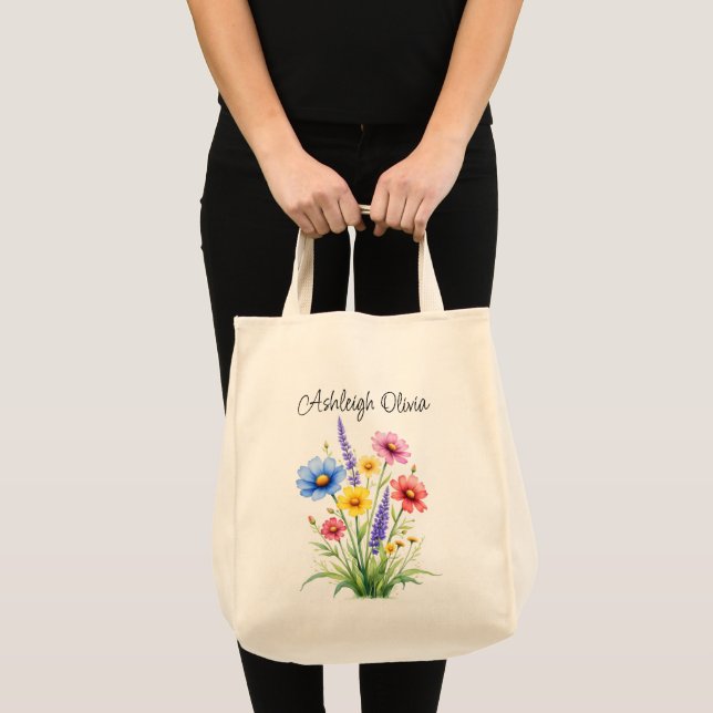 Bolsa de comestibles de estilo acuarela de flores  (Anverso (producto))