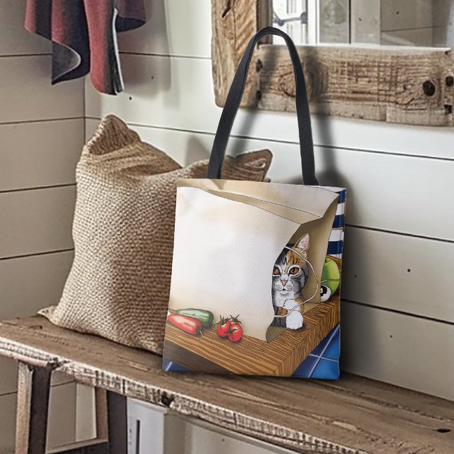 Bolsa de comestibles de gato atigrado curioso azul (Subido por el creador)