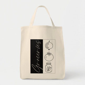 Bolsa de compra con verduras diseño negro atrevido