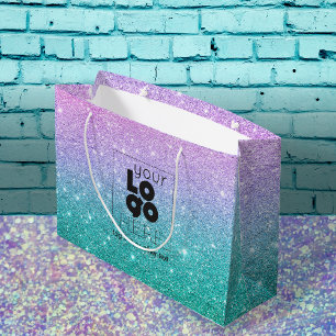 Bolsa de compra de papel Purpurina con logotipo Me