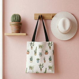 Bolsa de compra de plantas de habitación ilustrada