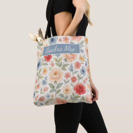Bolsa de compra personalizada con arte floral fran