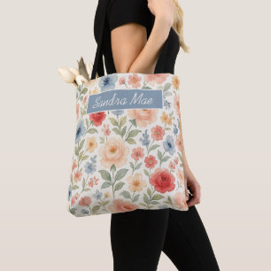 Bolsa de compra personalizada con arte floral fran