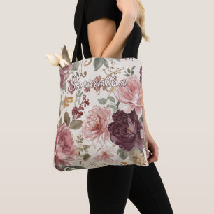 Bolsa de compra personalizada con arte floral fran