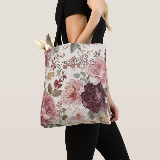 Bolsa de compra personalizada con arte floral fran (Detalle)