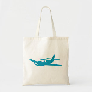 Bolsa de compra reutilizable simple de avión azul