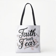 Bolsa de compras con Biblia Fe sobre el Miedo Flor