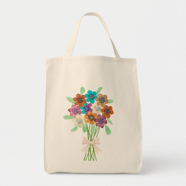 Bolsa de compras con Bouquet floral (Frente)