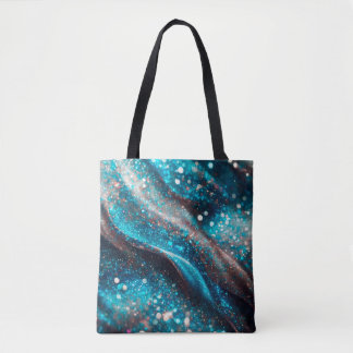 Bolsa de compras con fondo abstracto azul