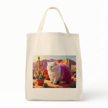 Bolsa de compras con ilustración de gato