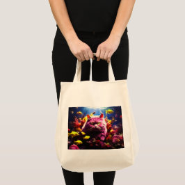 Bolsa de compras con ilustración de gato