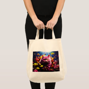 Bolsa de compras con ilustración de gato