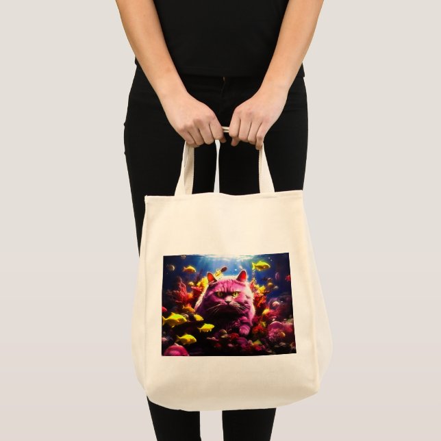 Bolsa de compras con ilustración de gato (Anverso (producto))