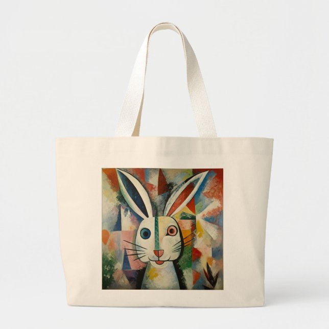 Bolsa de compras con un retrato de conejo (Frente)