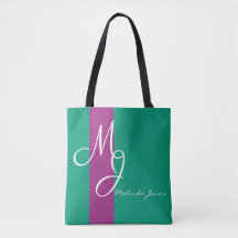 Bolsa de compras de diseño de texto en monograma e