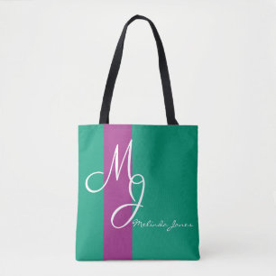 Bolsa de compras de diseño de texto en monograma e