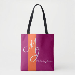 Bolsa de compras de diseño de texto en monograma e