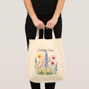 Bolsa de compras de flores silvestres pastel estil