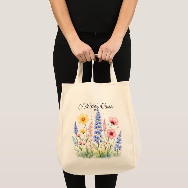 Bolsa de compras de flores silvestres pastel estil (Anverso (producto))