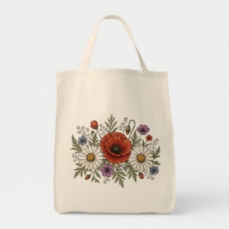 Bolsa de compras de lona de flores silvestres y am