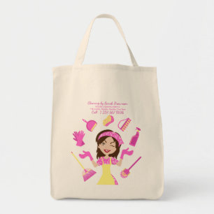 Bolsa de compras diaria de limpieza de casa rosa