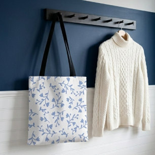 Bolsa de compras floral azul romántico
