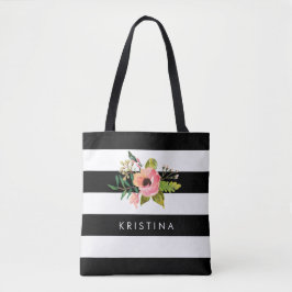 Bolsa de compras floral Black Strips