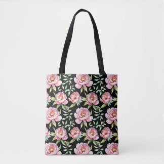 Bolsa de compras floral de peonía botánica