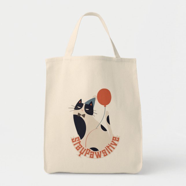 Bolsa de compras para fiesta de cumpleaños de gato (Frente)