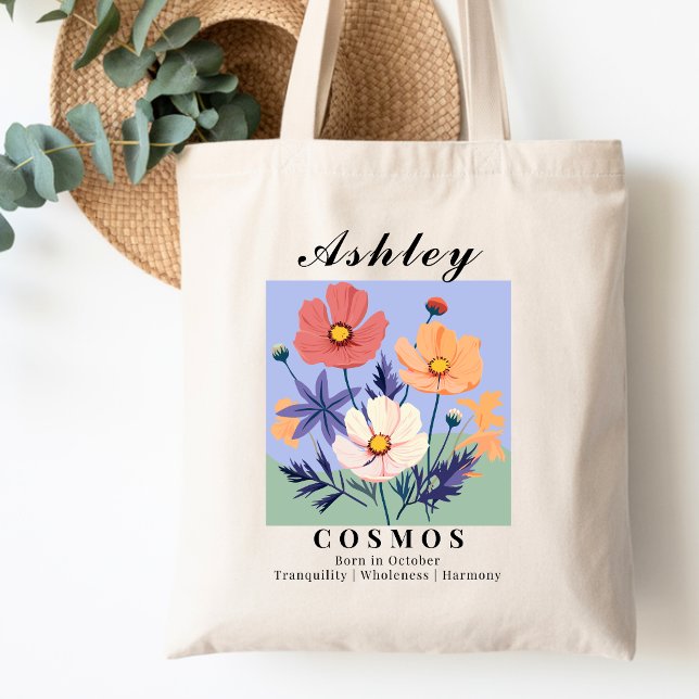 Bolsa de compras retro de flor del mes de nacimien (Subido por el creador)