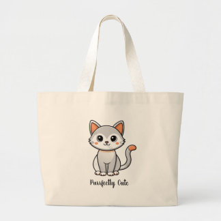 Bolsa de compras reutilizable de gatito gris perfe