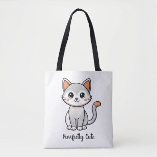 Bolsa de compras reutilizable gatito gris perfecta