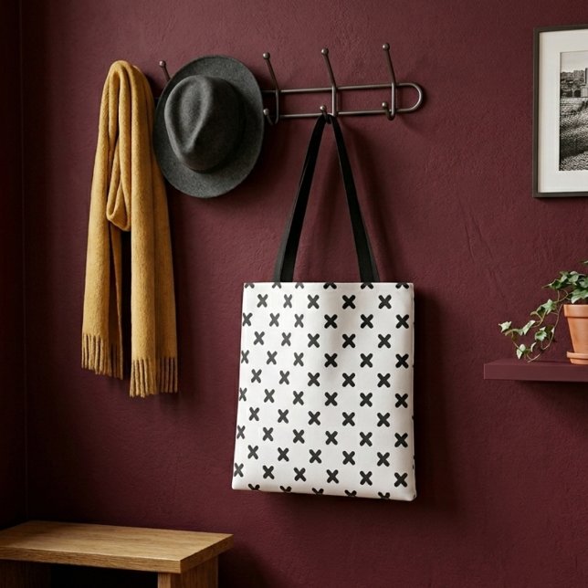 Bolsa de compras sencilla con cruz negra moderna (Subido por el creador)
