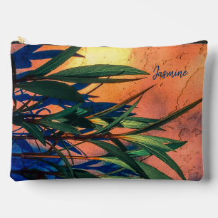 Bolsa de corte y costura con estampado de hojas ve
