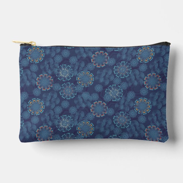 Bolsa de cosméticos con estampado floral índigo (Anverso)