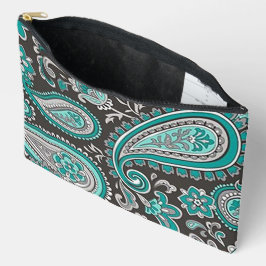 Bolsa de cosméticos con estampado Paisley Aqua