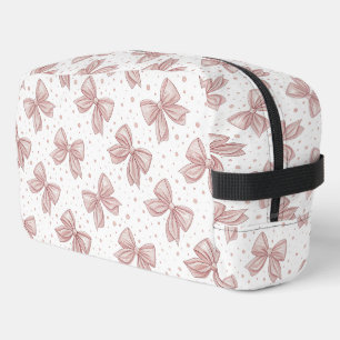 Bolsa de cosméticos con lunares y lazos rosas