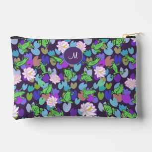Bolsa de cosméticos con monograma púrpura de ranas
