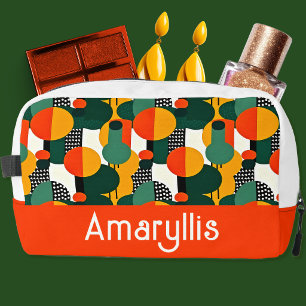 Bolsa de cosméticos de círculos abstractos retro b