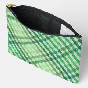 Bolsa de cosméticos de estampado de cuadros verdes