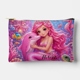 Bolsa de cosméticos de la sirena rosa mágica de la