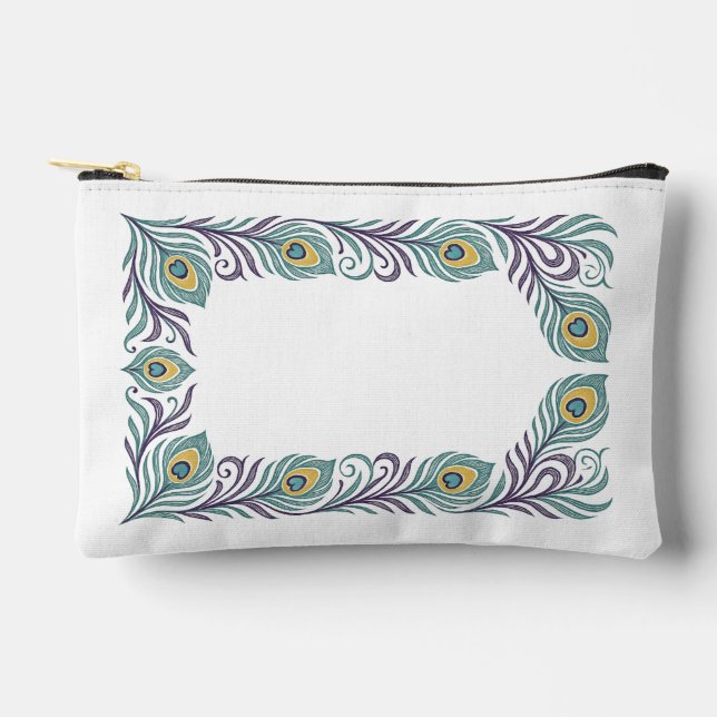 Bolsa de cosméticos de pluma de pavo real (Anverso)