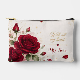 Bolsa de cosméticos floral romántica Notas de amor