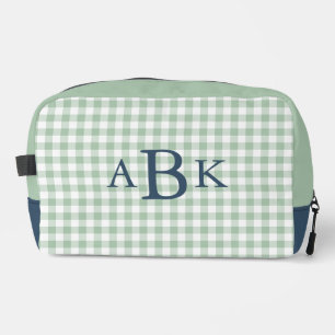 Bolsa de cosméticos personalizada de gingham verde