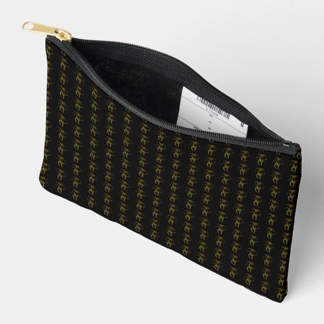 Bolsa de cremallera con patrón de monograma de oro (Abierto)