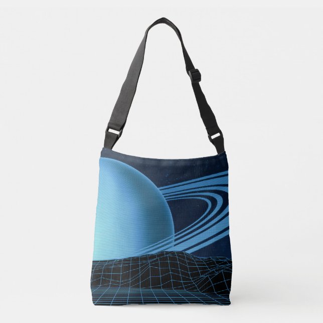 Bolsa de crossbody azul de ondas retroonduladas (Anverso)