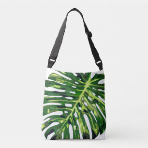 Bolsa de crossbody de la hoja de monastera tropica
